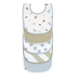 Lässig Lot de 5 bavoirs coton bio Happy Fruits Bleu Clair/Kaki Clair