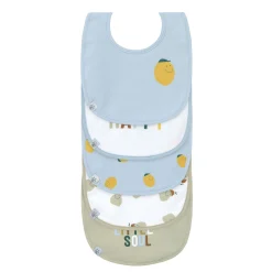 Lässig                    Lot de 5 bavoirs coton bio Happy Fruits    Citron Bleu/Kaki Clair