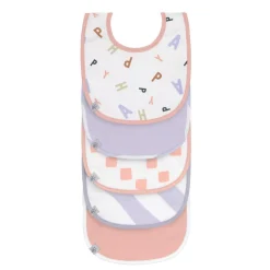 Lässig                    Lot de 5 bavoirs coton bio Happy Fruits    Rose/Lilas Clair