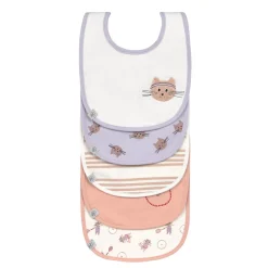 Lässig                    Lot de 5 bavoirs coton bio Tiny Team Chat    Lilac