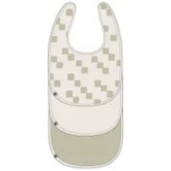 Lässig                    Lot de 3 bavoirs naissance coton bio Happy Fruits    Kaki Clair