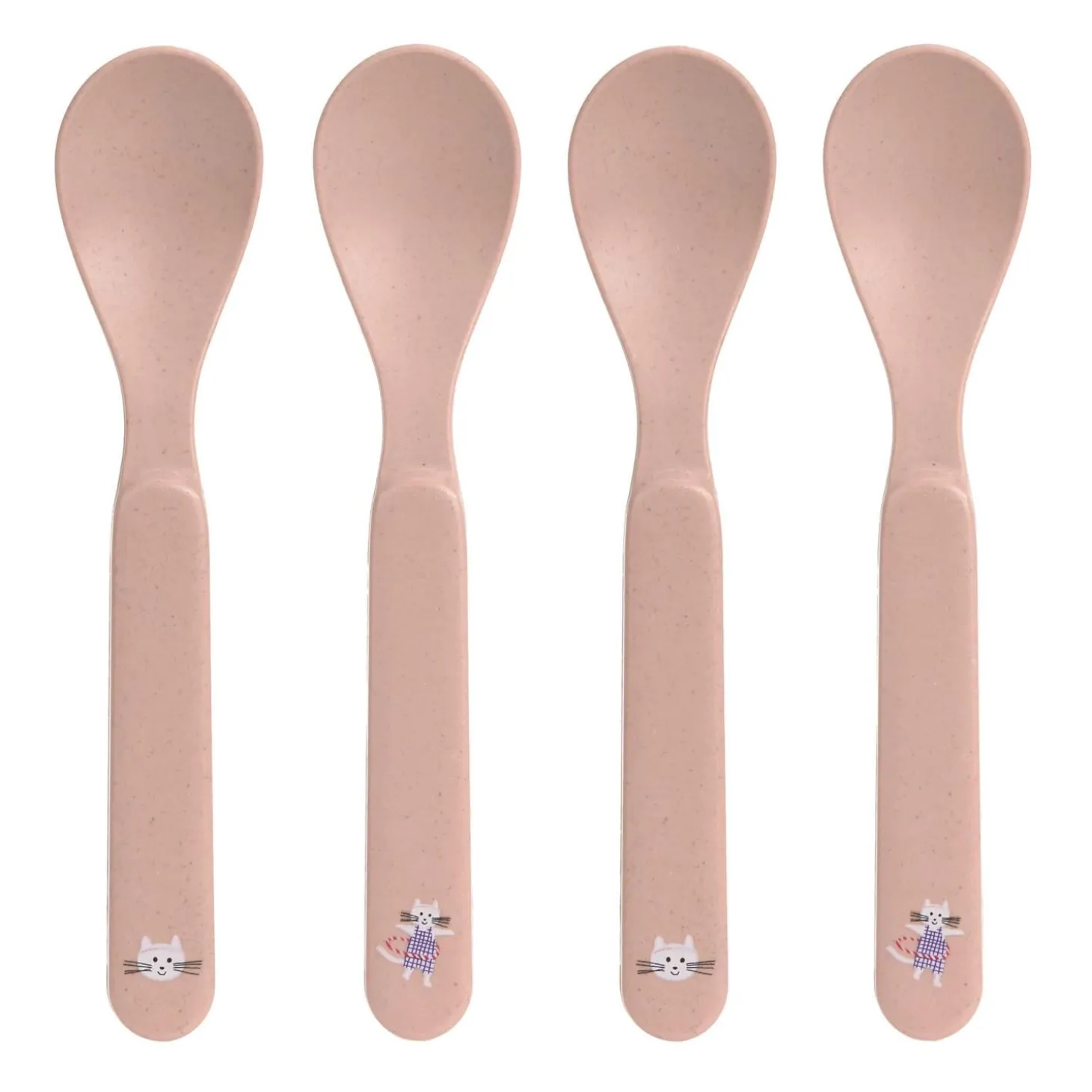 Lässig Lot de 4 cuillères PP/Cellulose Tiny Team Chat Rose