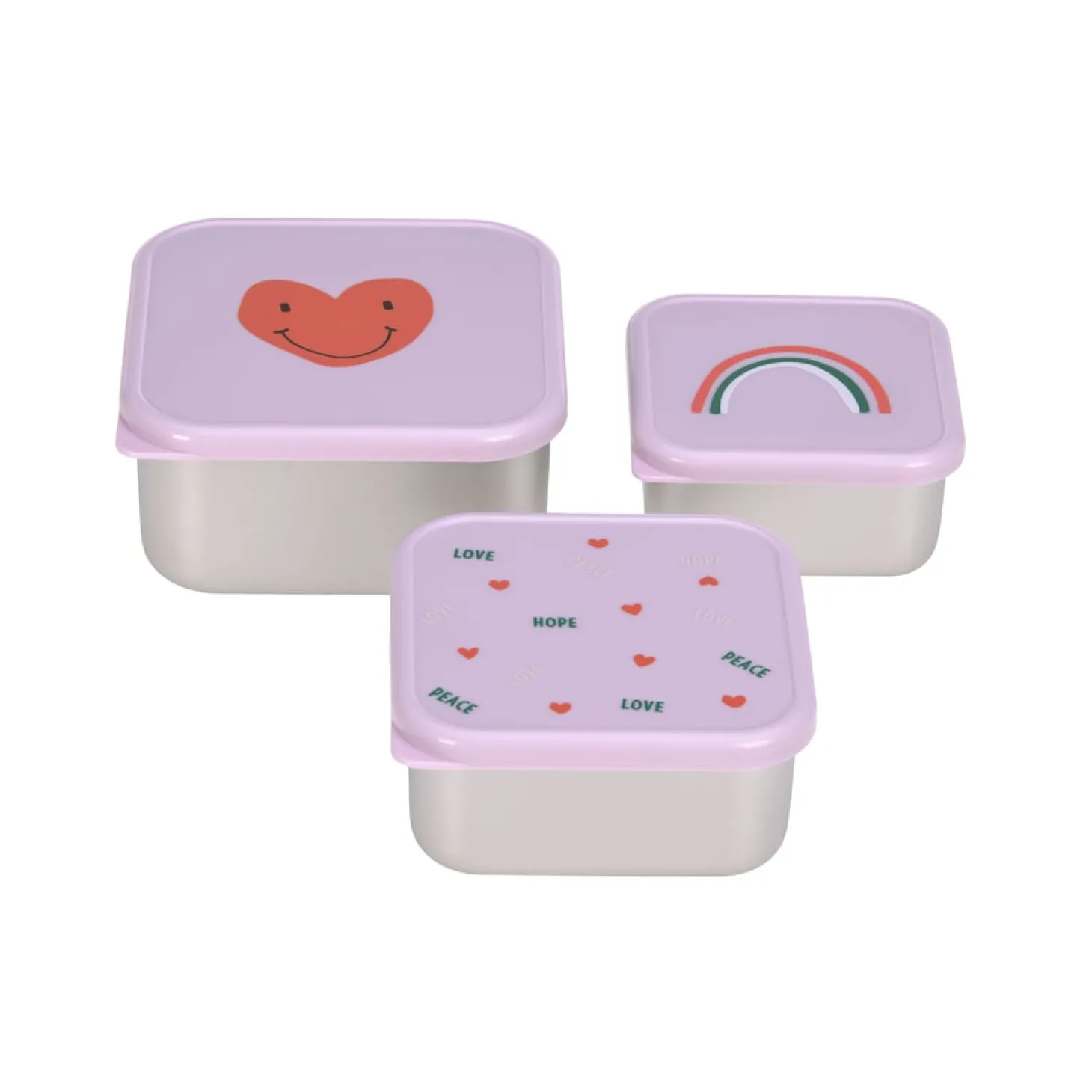 Lässig Lot de 3 petites boîtes à goûter inox Lavande