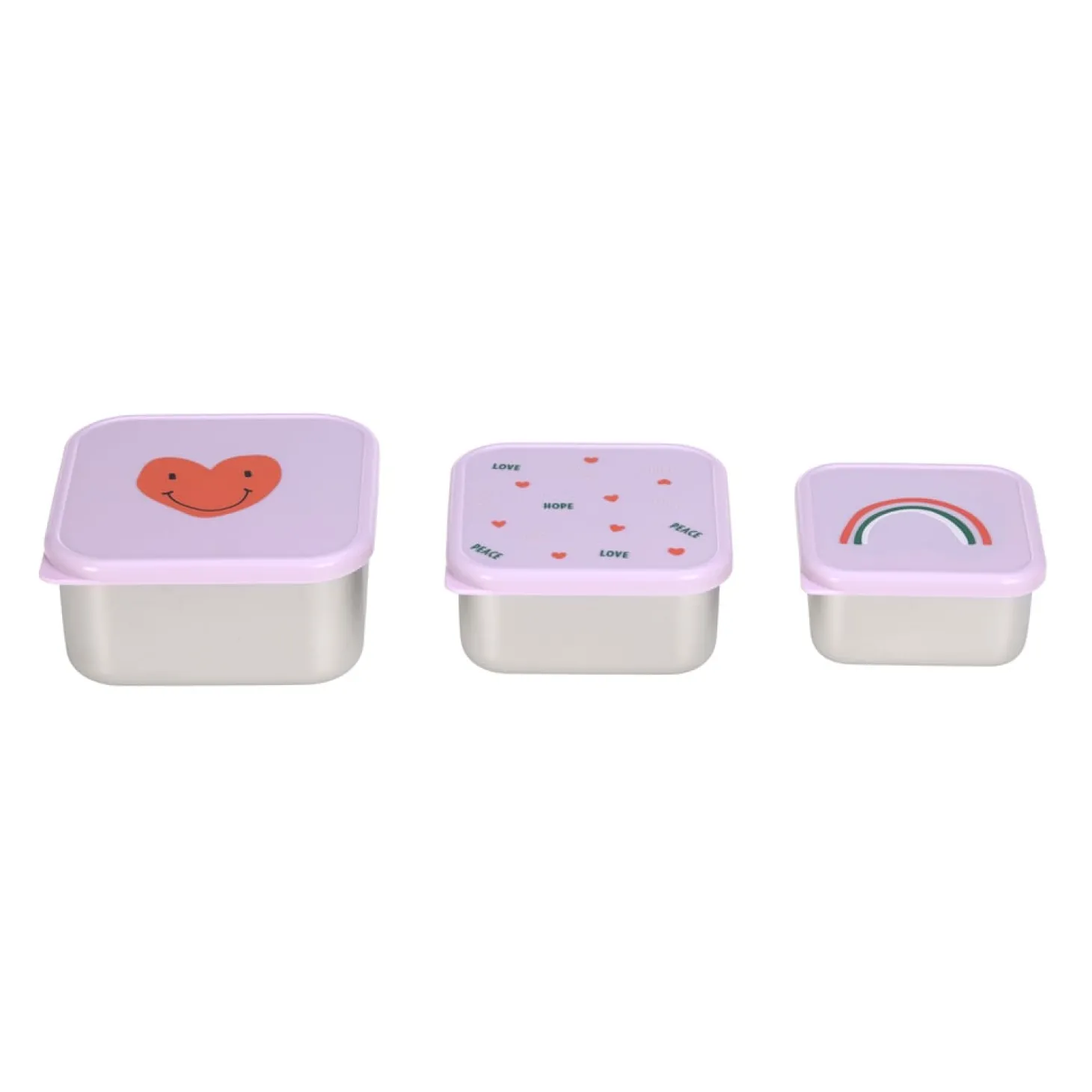Lässig Lot de 3 petites boîtes à goûter inox Lavande