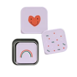 Lässig Lot de 3 petites boîtes à goûter inox Lavande