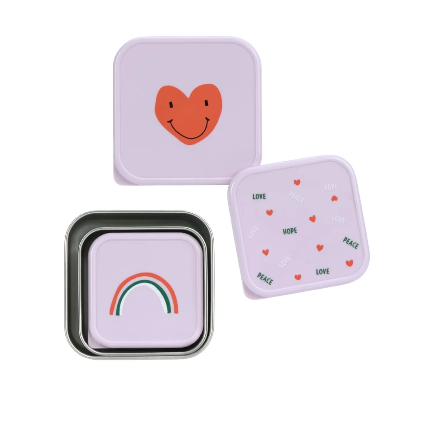 Lässig Lot de 3 petites boîtes à goûter inox Lavande