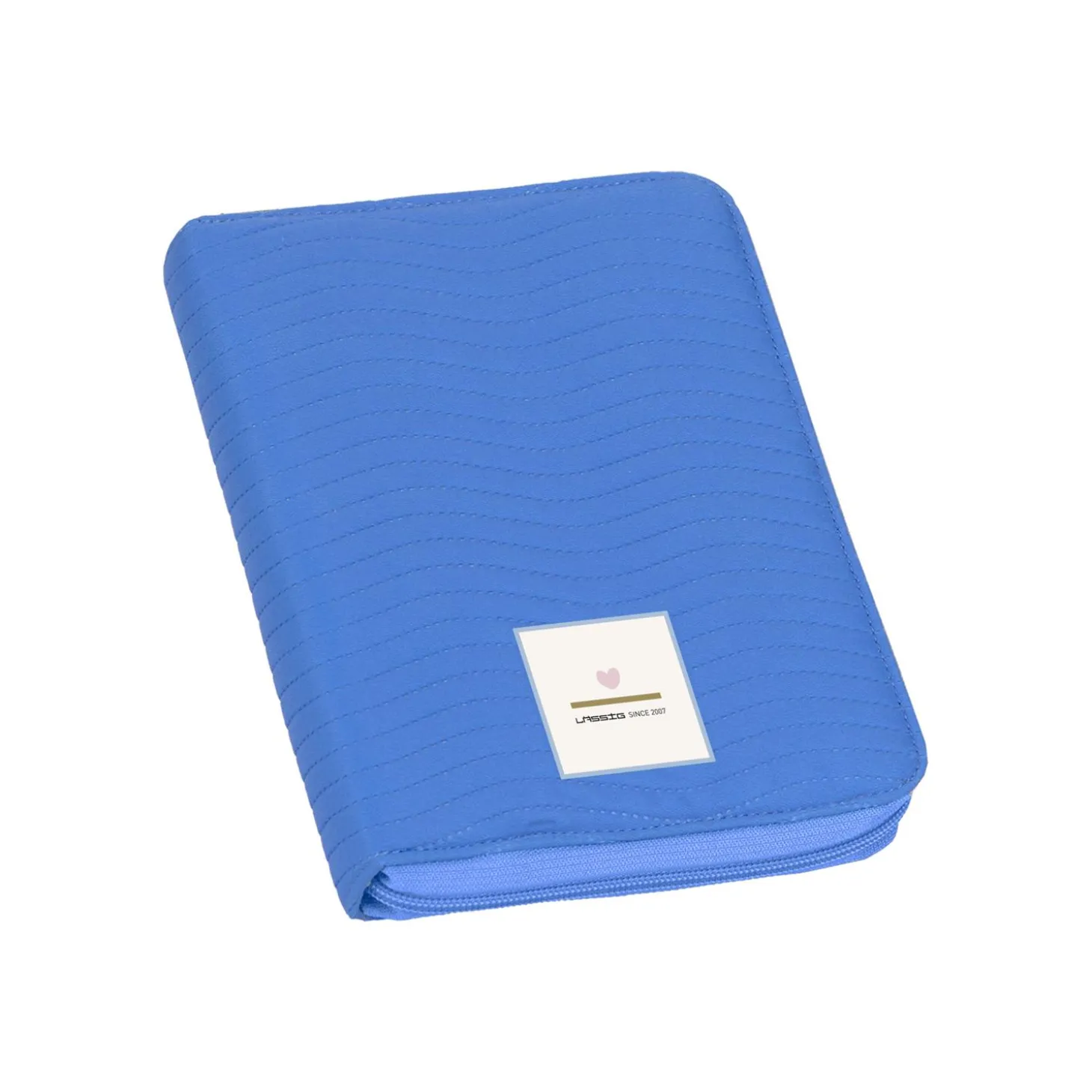 Lässig Pochette carnet de santé coutures à vagues Bleu