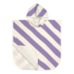 Lässig                    Poncho de plage Rayures    Violet/Sel Marin