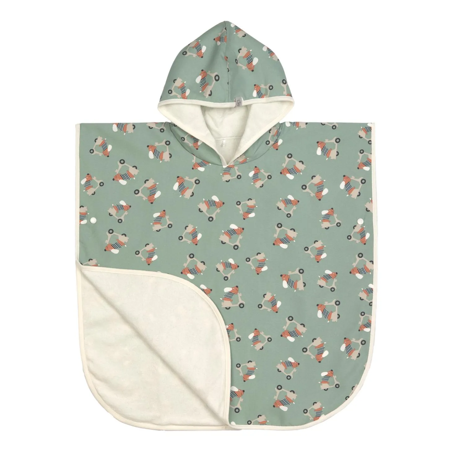 Lässig Poncho de plage Scooter/Chien Vert