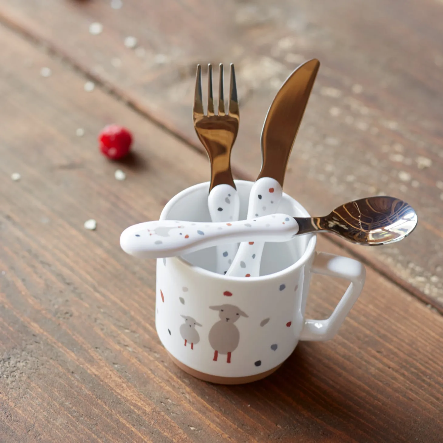 Lässig Set de couverts en inox Tiny Farmer Mouton/Oie Multicolore