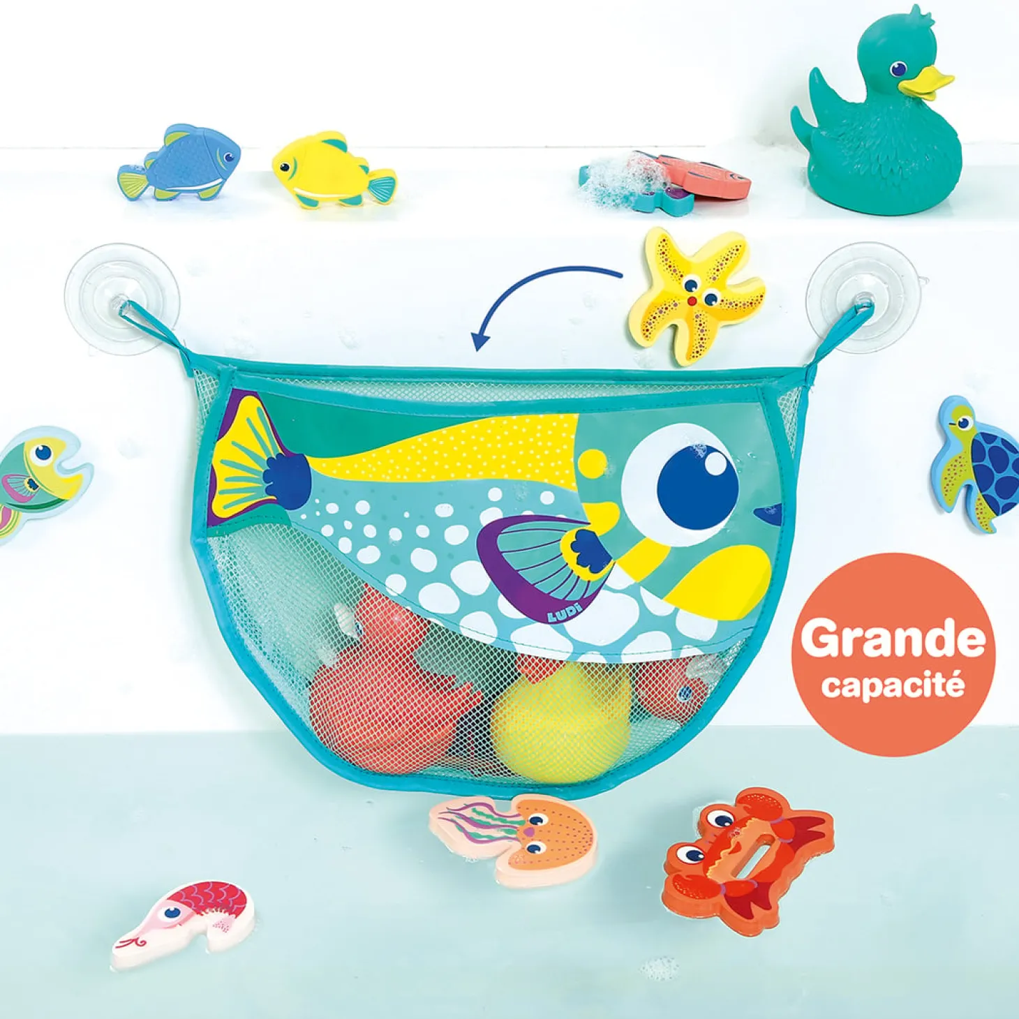 Ludi Jouet de bain Filet Poisson Multicolore