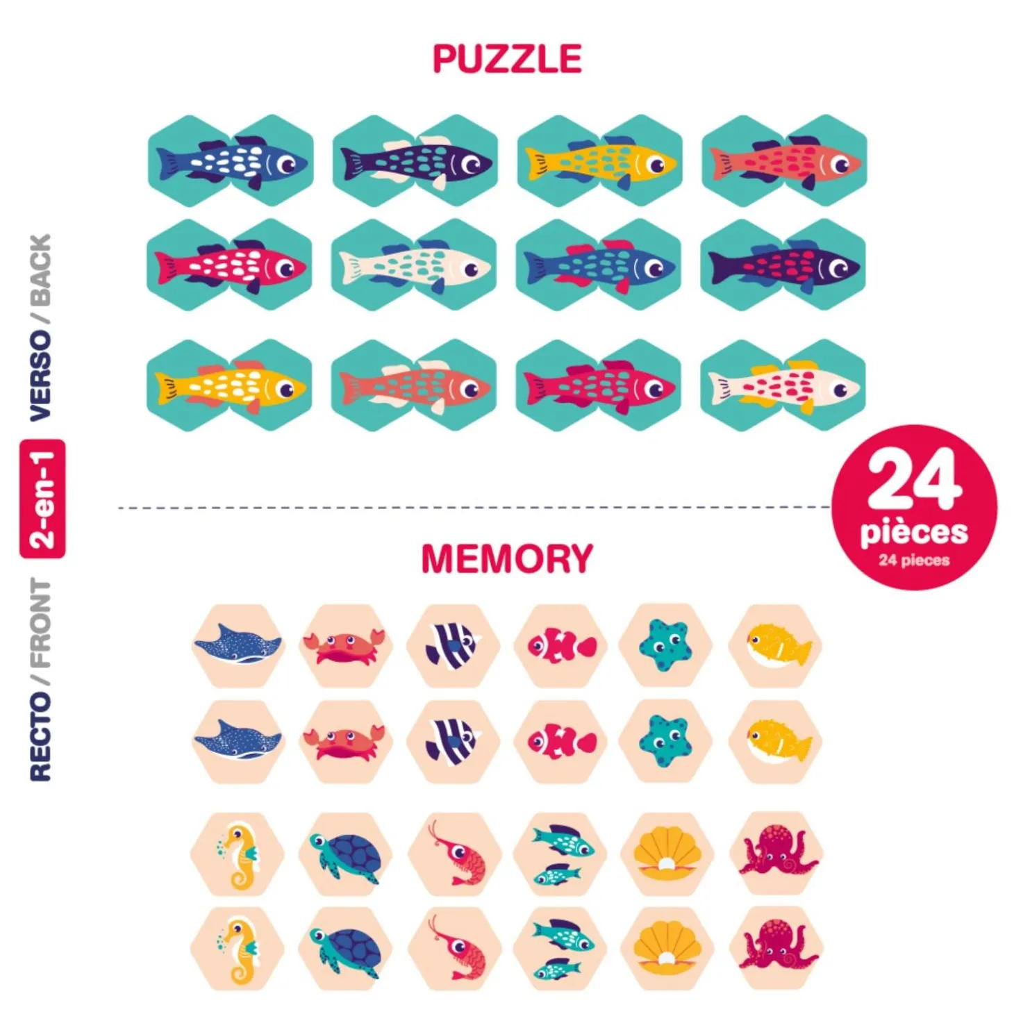 Ludi Memory puzzle bain Multicolore