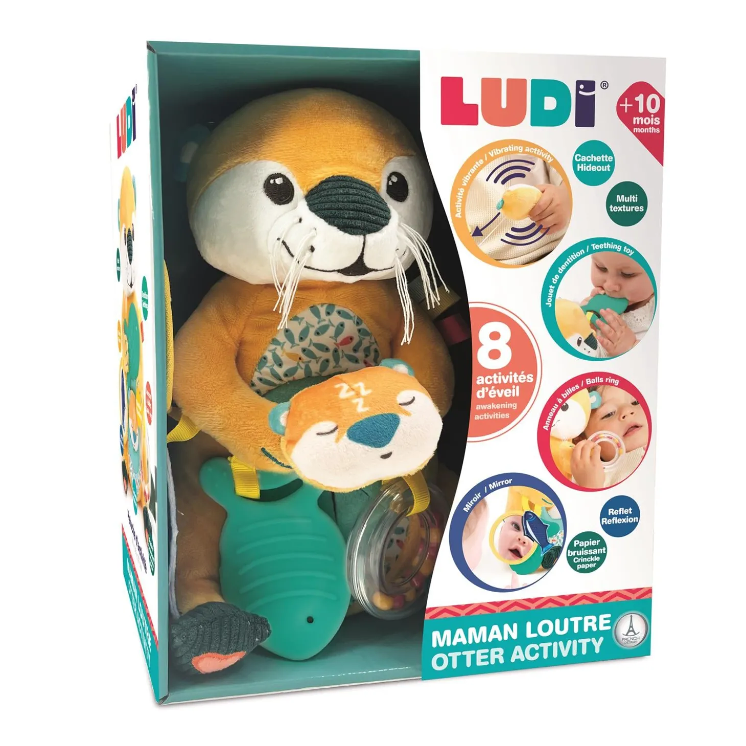 Ludi Peluche d'activités maman loutre Multicolore
