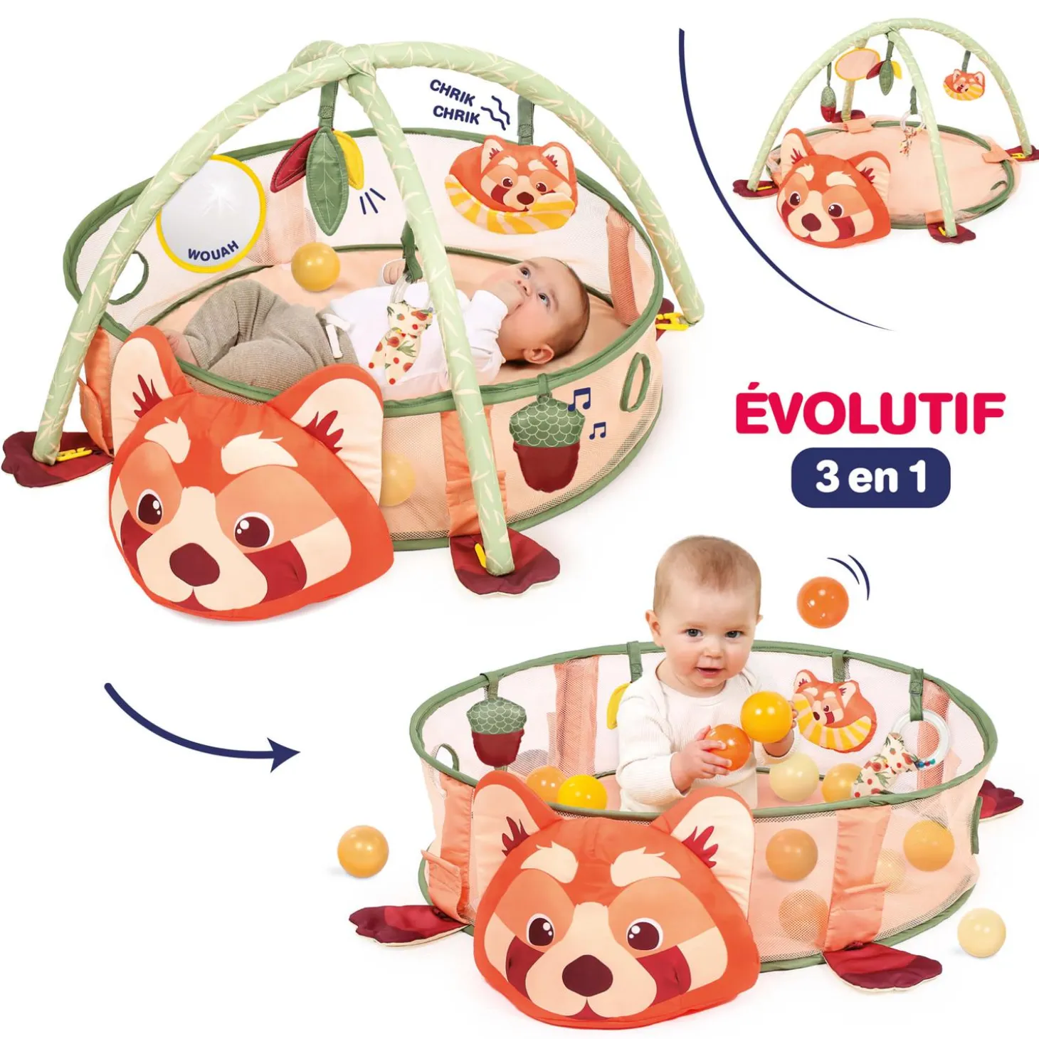 Ludi Tapis et Aire de Jeu Panda Roux Multicolore