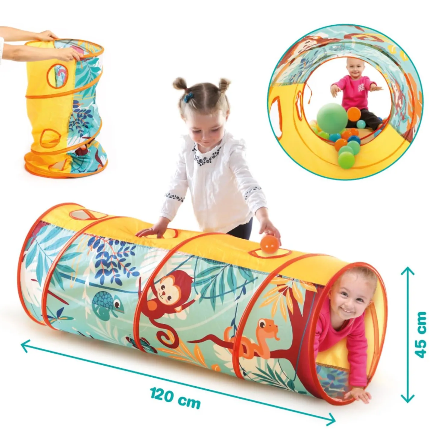 Ludi Tunnel de jeu Multicolore 120 cm