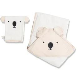 Maïka                    Cape de bain avec gant    Koko/Beige            100x100 cm