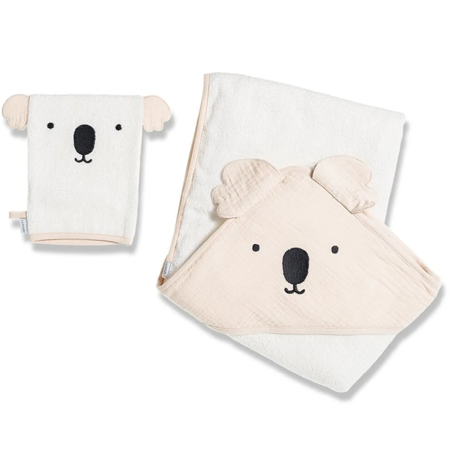 Maïka Cape de bain avec gant Koko/Beige 100x100 cm