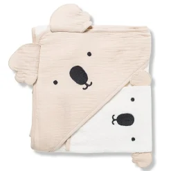 Maïka Cape de bain avec gant Koko/Beige 100x100 cm