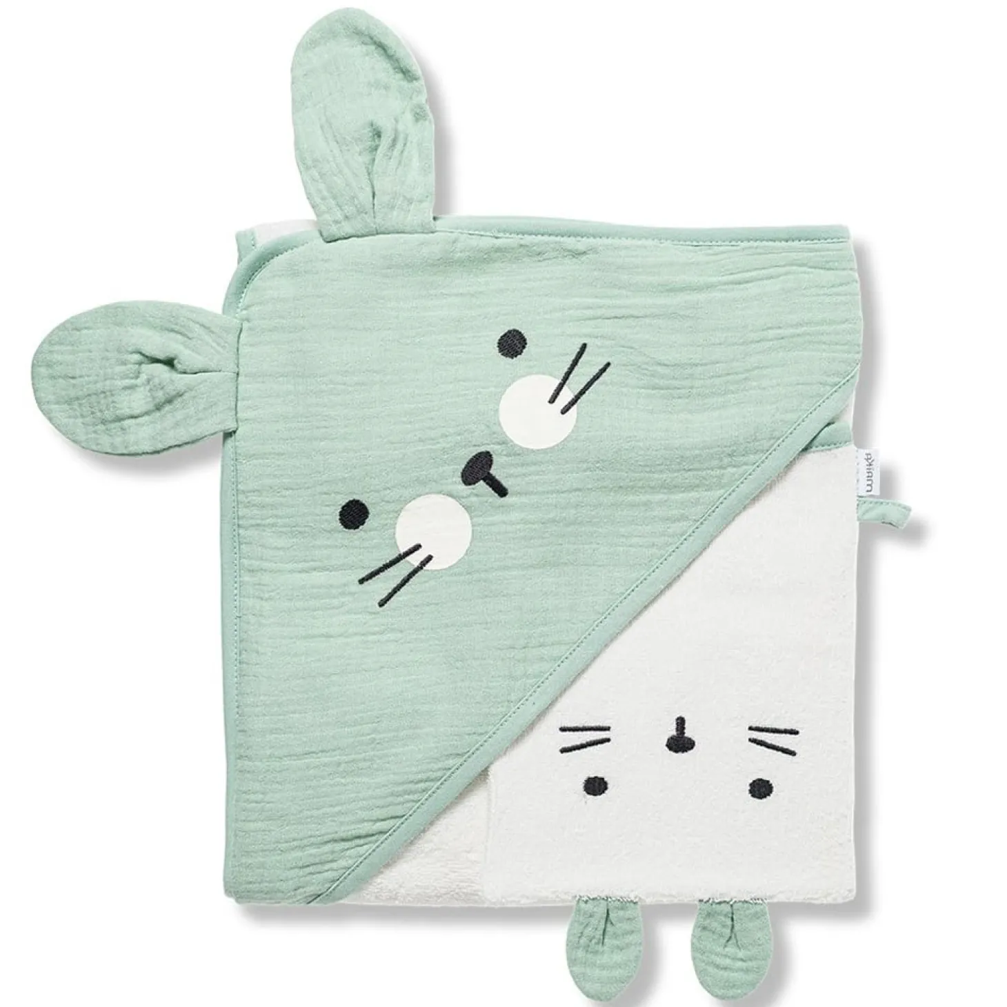 Maïka Cape de bain avec gant Lapin/Vert 100x100 cm