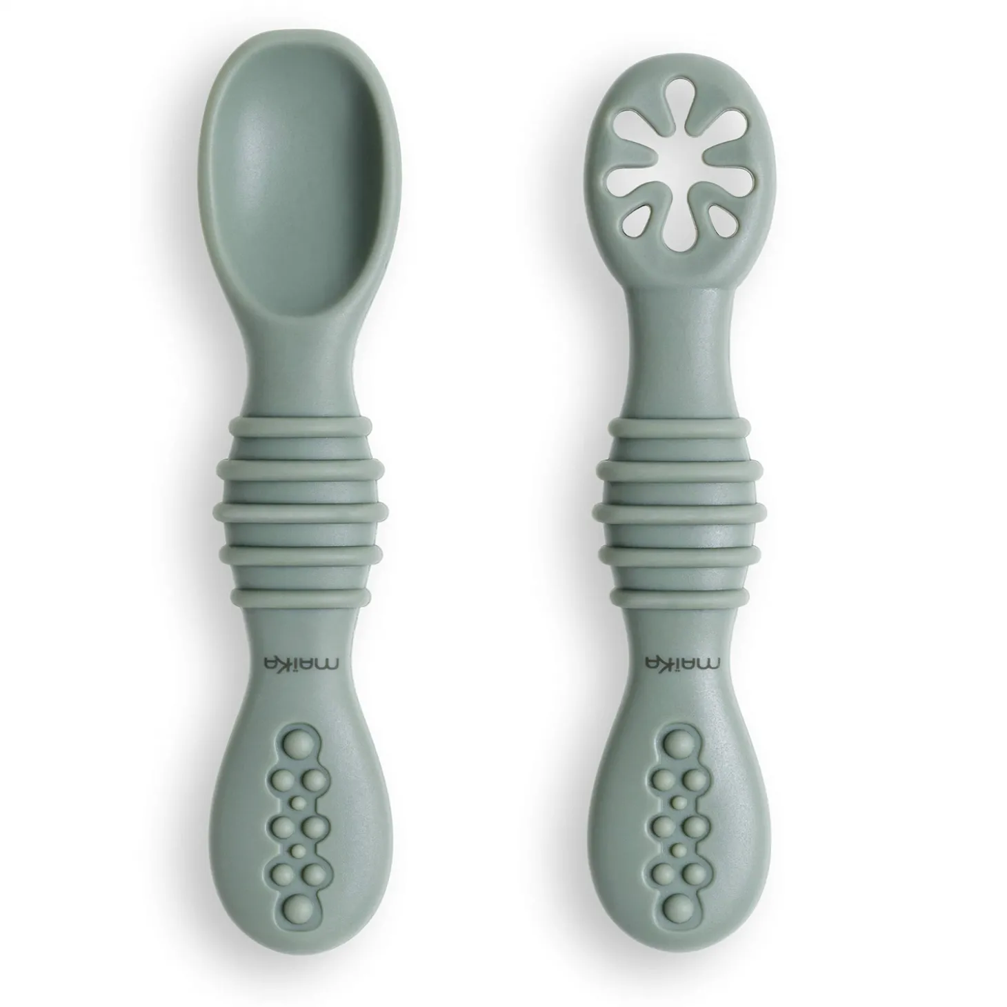 Maïka Cuillères d'apprentissage Silicone Vert
