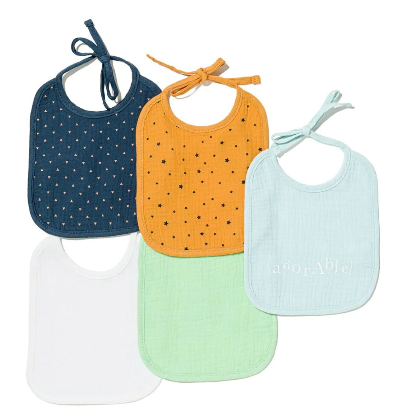 Maïka Lot 5 bavoirs 1er age Bleu Maroccan