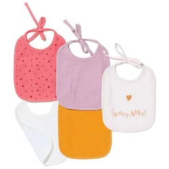 Maïka Lot 5 bavoirs 1er age Violet/Mauve