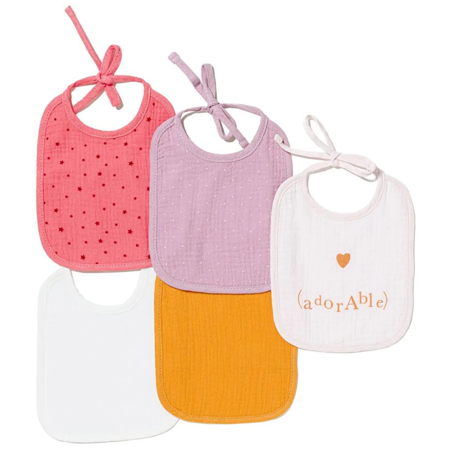 Maïka Lot 5 bavoirs 1er age Violet/Mauve