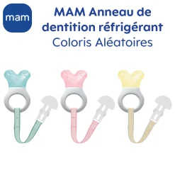 MAM BABY Anneau de dentition à réfrigérer avec attache Panaché 2 mois +