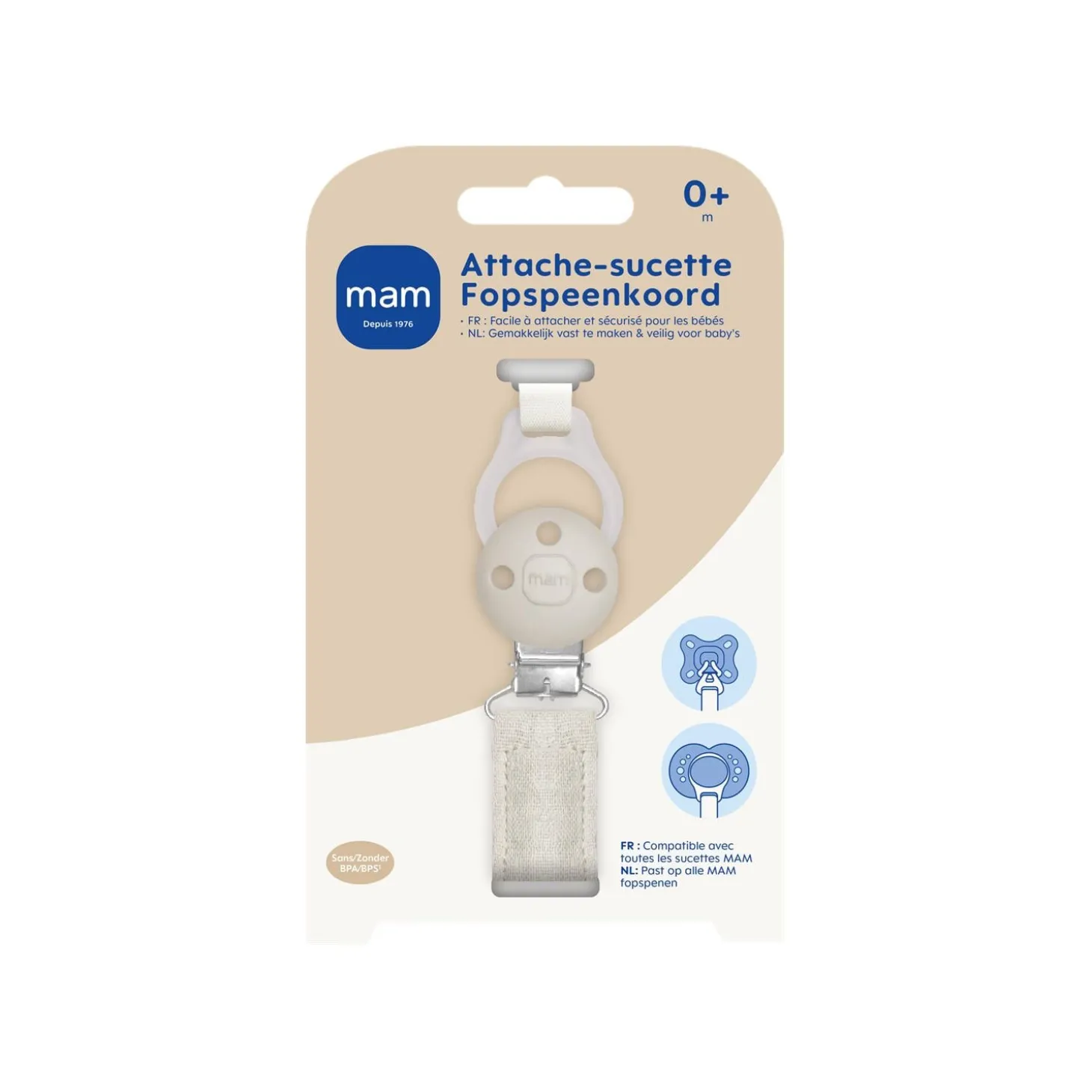 MAM BABY Attache-sucette tous âges Marin
