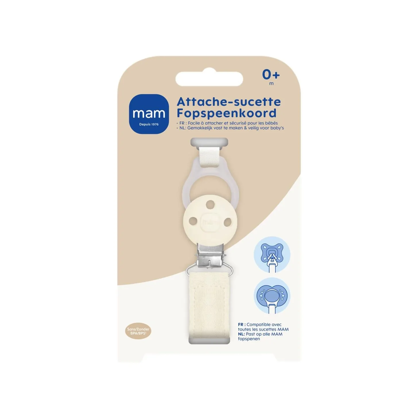 MAM BABY Attache-sucette tous âges Blush