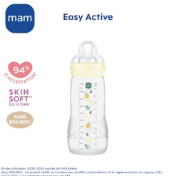 MAM BABY Biberon Easy Active Coloré Tétine Débit X Pearl 330 ml