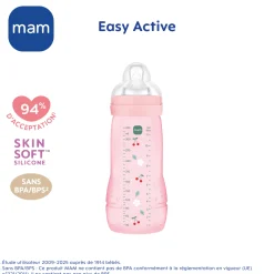 MAM BABY Biberon Easy Active Coloré Tétine Débit X Berry 330 ml