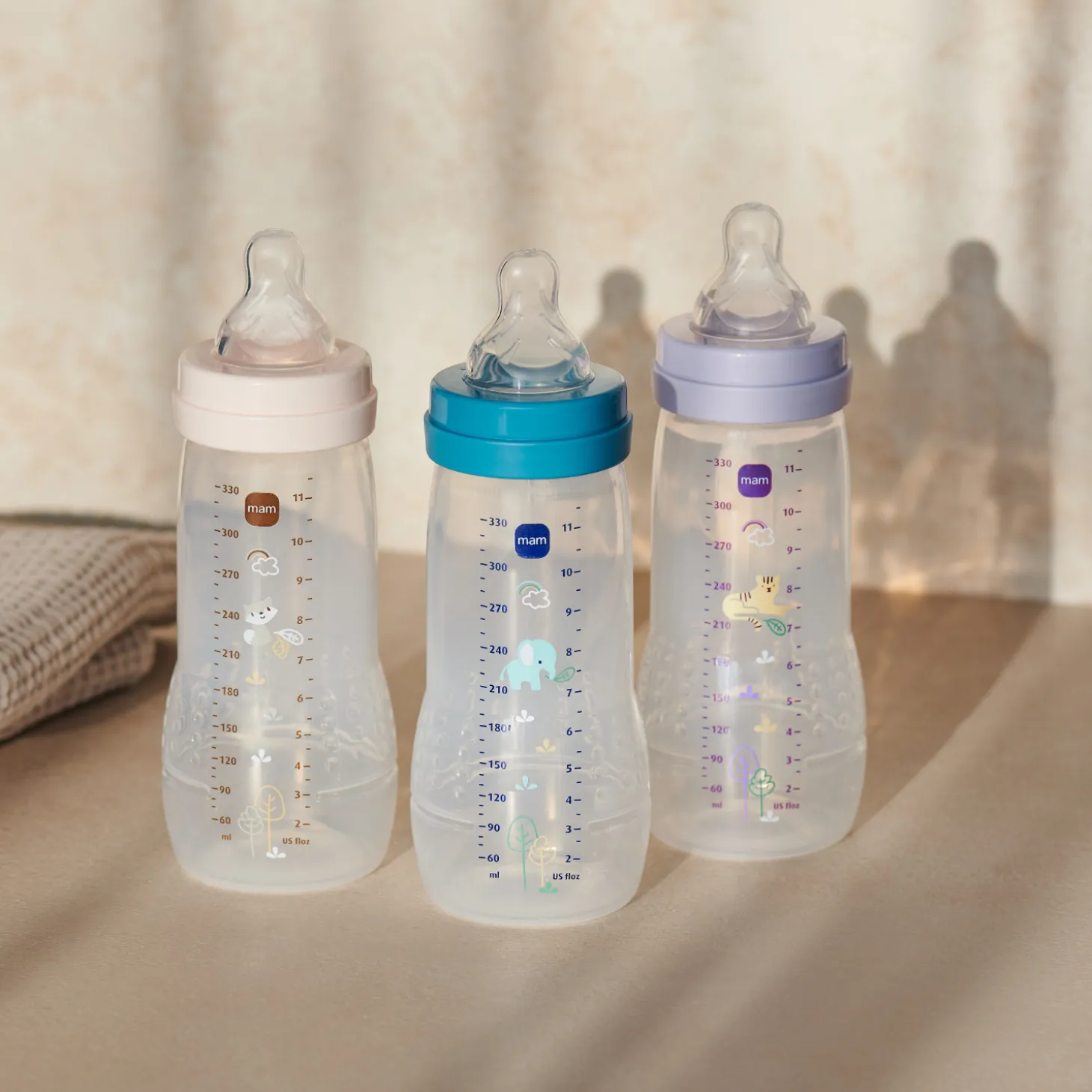 MAM BABY Biberon Easy Active Décoré Tétine Débit X Océan 330 ml