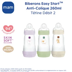 MAM BABY 3 biberons anti-coliques Easy Start Lilas 260 ml