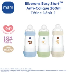 MAM BABY 3 biberons anti-coliques Easy Start Océan 260 ml