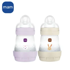 MAM BABY                    2 biberons anti-coliques Easy Start    Lilas