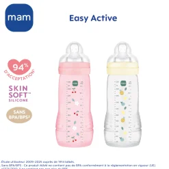 MAM BABY                    2 Biberons Easy Active Coloré Tétine Débit X    Berry            330 ml