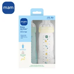 MAM BABY                    2 Biberons Easy Active Coloré Tétine Débit X    Ice            330 ml