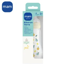 MAM BABY Biberon verre Blanc 260 ml