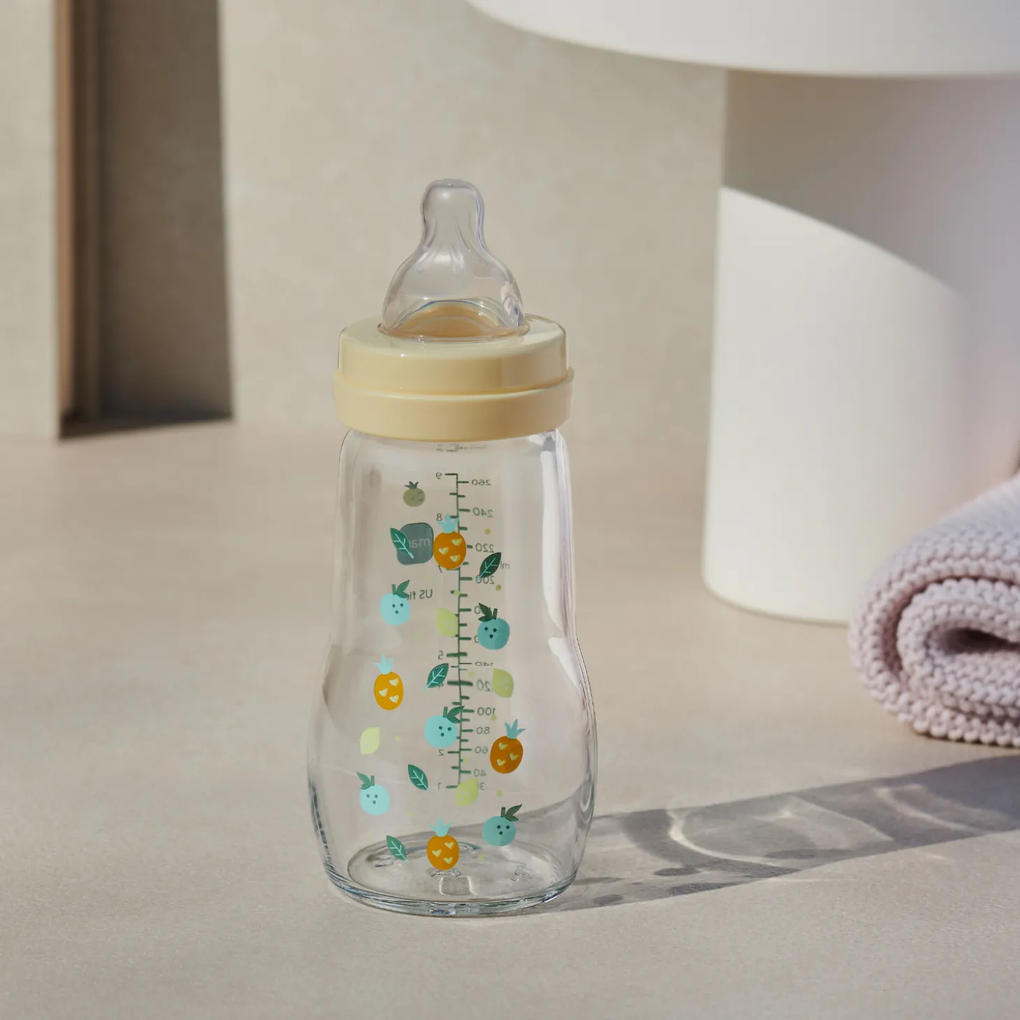 MAM BABY Biberon verre Blanc 260 ml