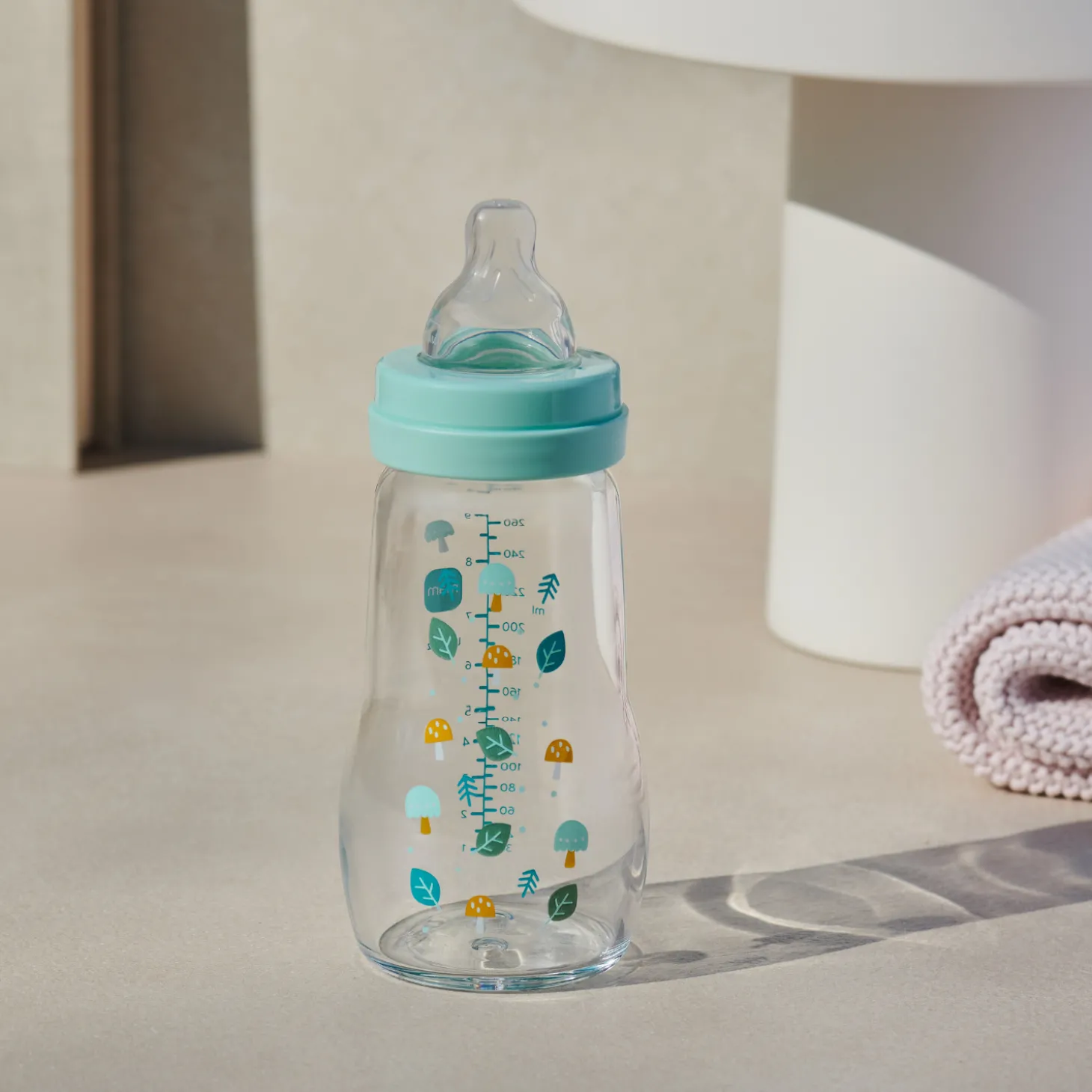 MAM BABY Biberon verre Bleu 260 ml