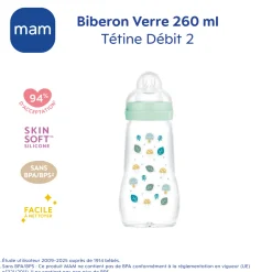 MAM BABY                    Biberon verre    Bleu            260 ml