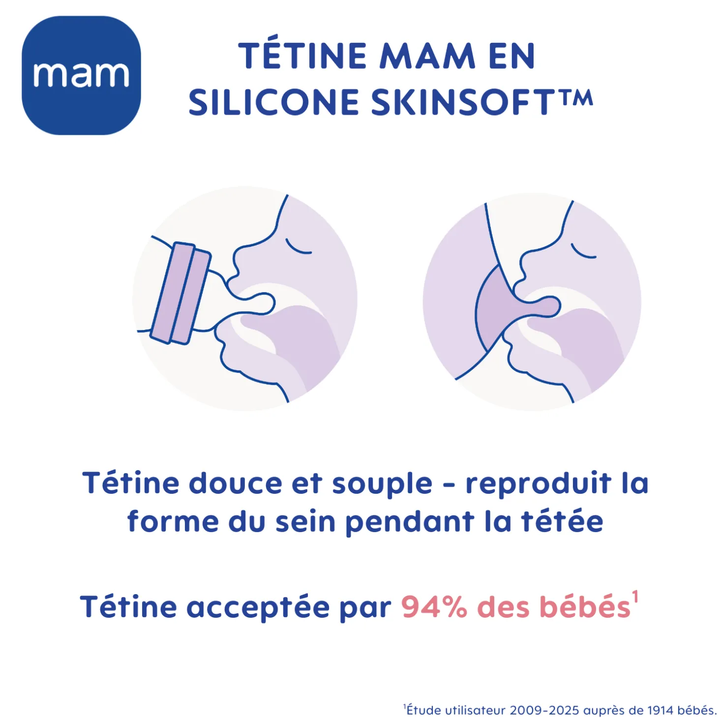 MAM BABY Biberon verre Bleu 260 ml