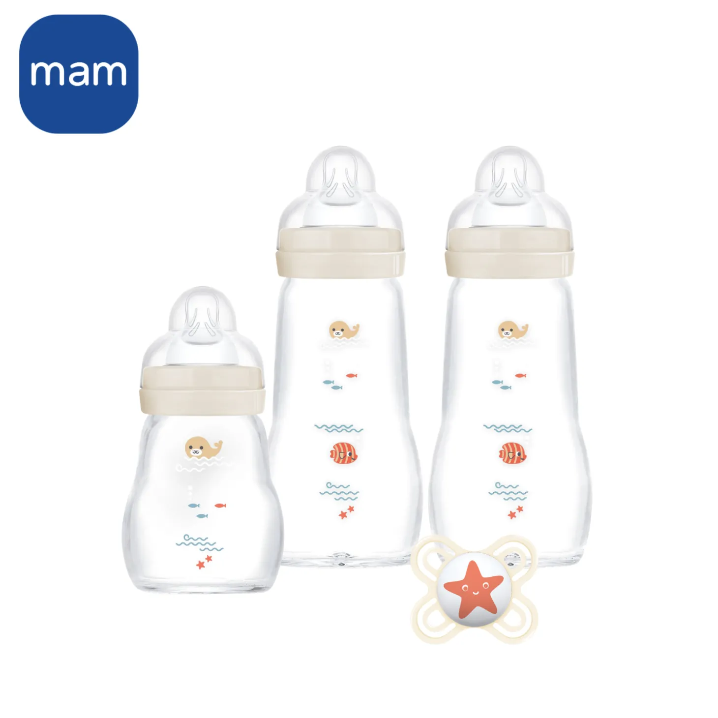 MAM BABY Coffret 3 biberons verre Blanc