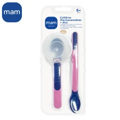 MAM BABY 2 cuillères thermosensibles + étui Panaché 6 mois+