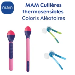 MAM BABY 2 cuillères thermosensibles + étui Panaché 6 mois+