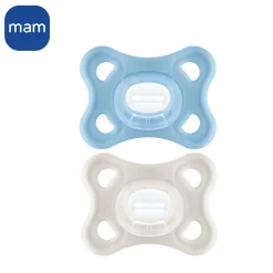 MAM BABY Lot de 2 Sucettes Comfort silicone Boîte de stérilisation Blanc 2 - 12 mois