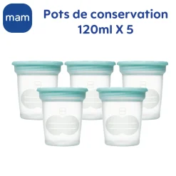 MAM BABY 5 pots de conservation Transparent 120 ml