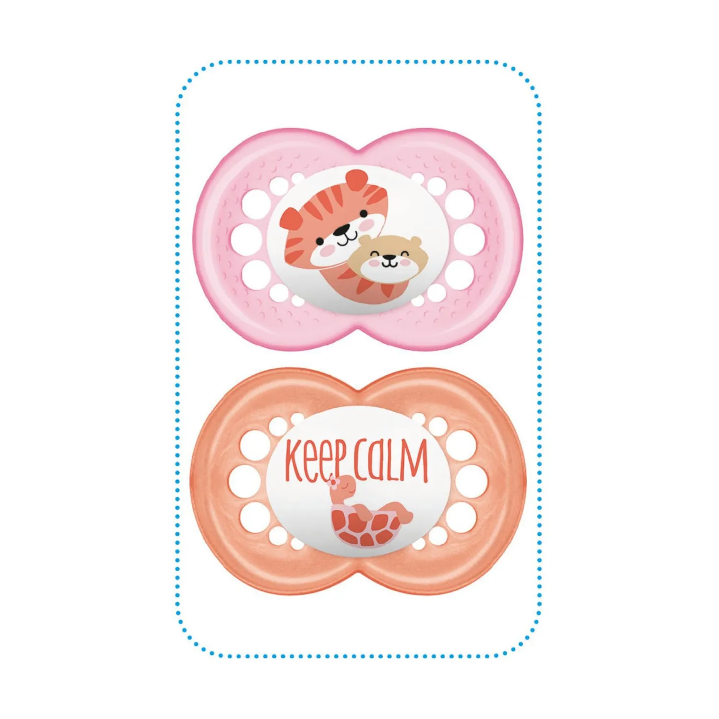 MAM BABY 2 sucettes décor + boîte stérilisation Panaché 6 mois+