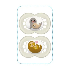 MAM BABY 2 sucettes décor + boîte stérilisation Panaché 6 mois+